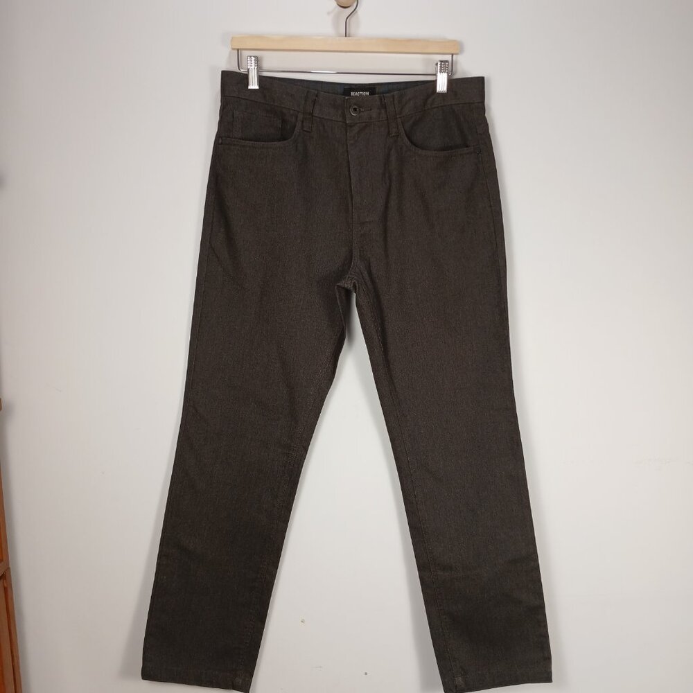 Kenneth Cole Reaction Men Dress Pant 32x30 Charcoal Grey Stretch Business Office